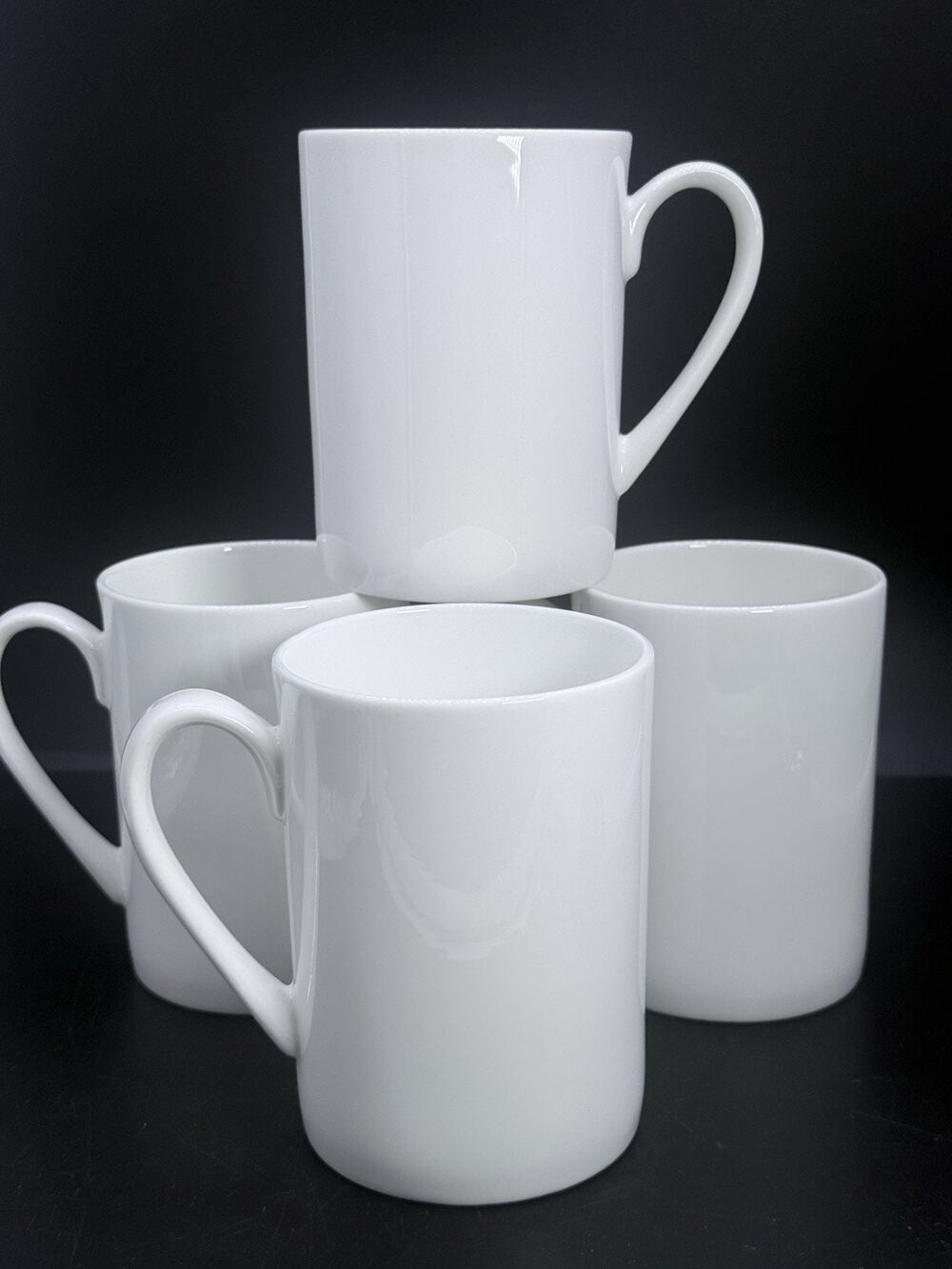 Studio TU Cascade Fine Bone China White Mugs Set of 4 Coffee Tea Cups